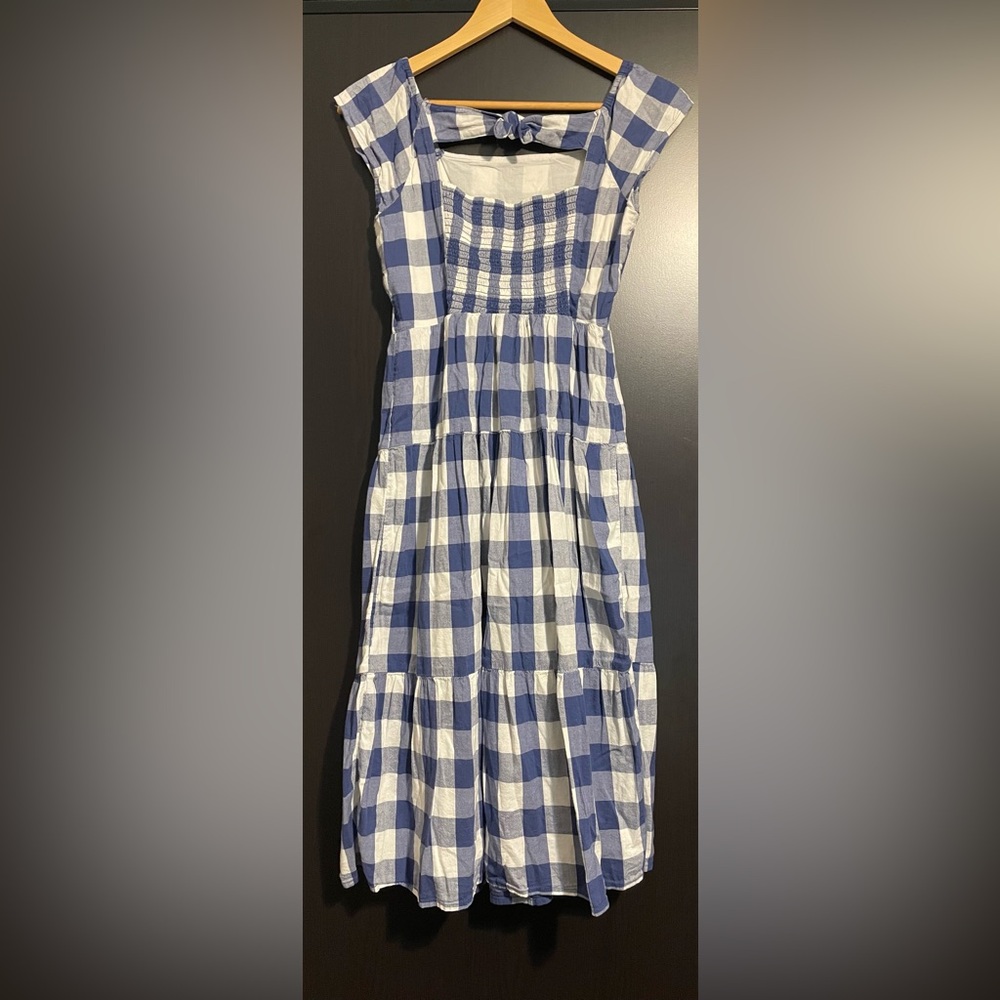 Old Navy - Girl’s Blue and White Gingham Tiered Dress - Picture 3 of 3
